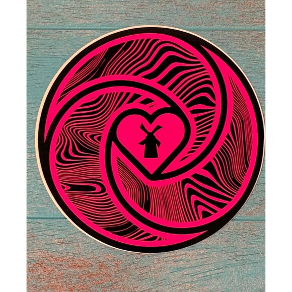 Dutch Bros Dutch Luv February 14th Circular Pink & Black Sticker - Picture 1 of 3